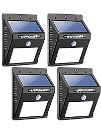 URPOWER Solar Lights 8 LED Wireless Waterproof Motion Sensor Outdoor Light for Patio, Deck, Yard, Garden with Motion Activated Auto On/Off (4-Pack)