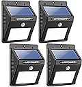 URPOWER Solar Lights 8 LED Wireless Waterproof Motion Sensor Outdoor Light  for Patio, Deck, Yard, Garden with Motion Activated Auto On/Off (4-Pack)