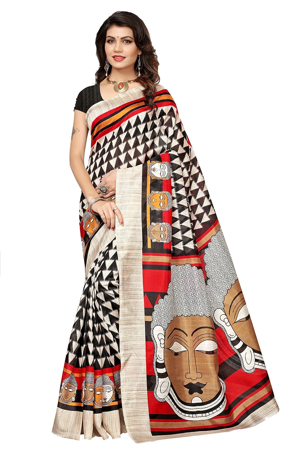 oomph! art silk saree with blouse piece (rbks_festival069_azure blue_free size)