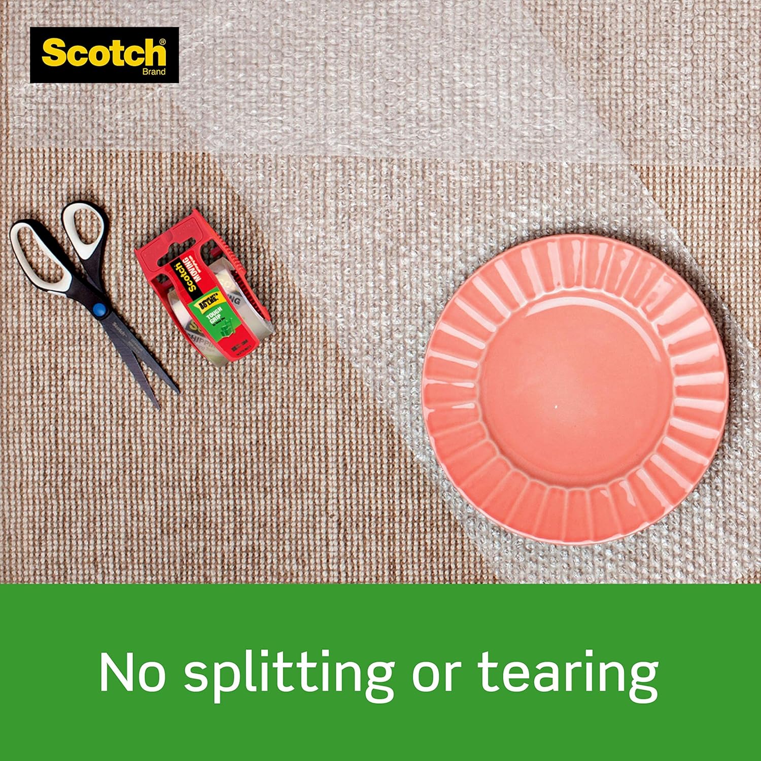 Scotch Tough Grip Shipping Packaging Tape, 6 Rolls with Dispenser, 1.88" x 22.2 Yards, 1.5" Core, Great for Packing, Shipping & Moving, Clear (150-6) : Office Products