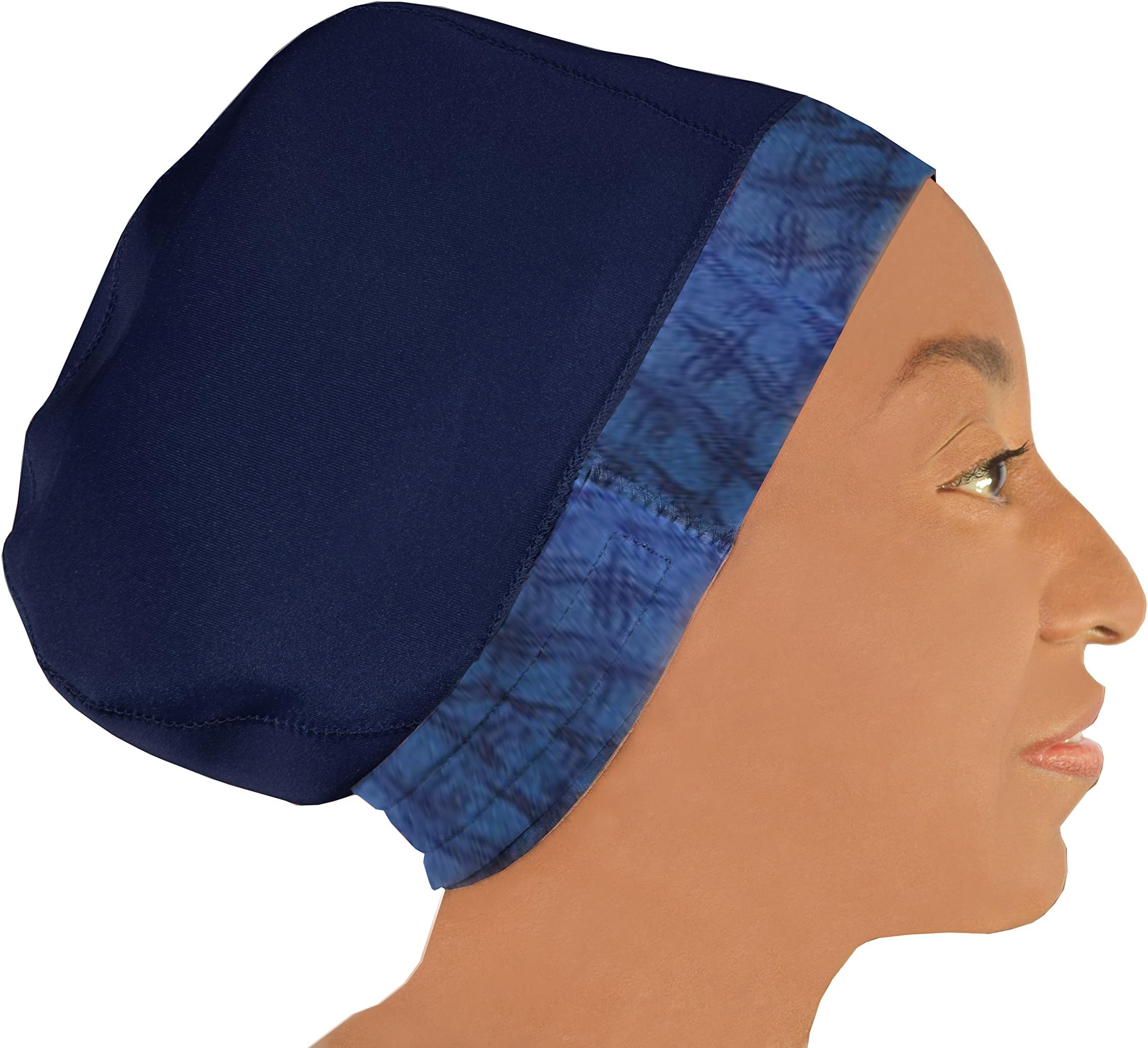 Diva Plus: My Swim Cap: Fits Braids, Locs, Twists, Dreadlocks, Extensions (Navy W. Trim)
