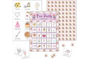 KFNER Garden Tea Party Bingo Game Card - 24 Players Bingo Games Set Indoor Outdoor Activities - Bridal Shower, Birthday, Tea Party Favors Supplies -A04