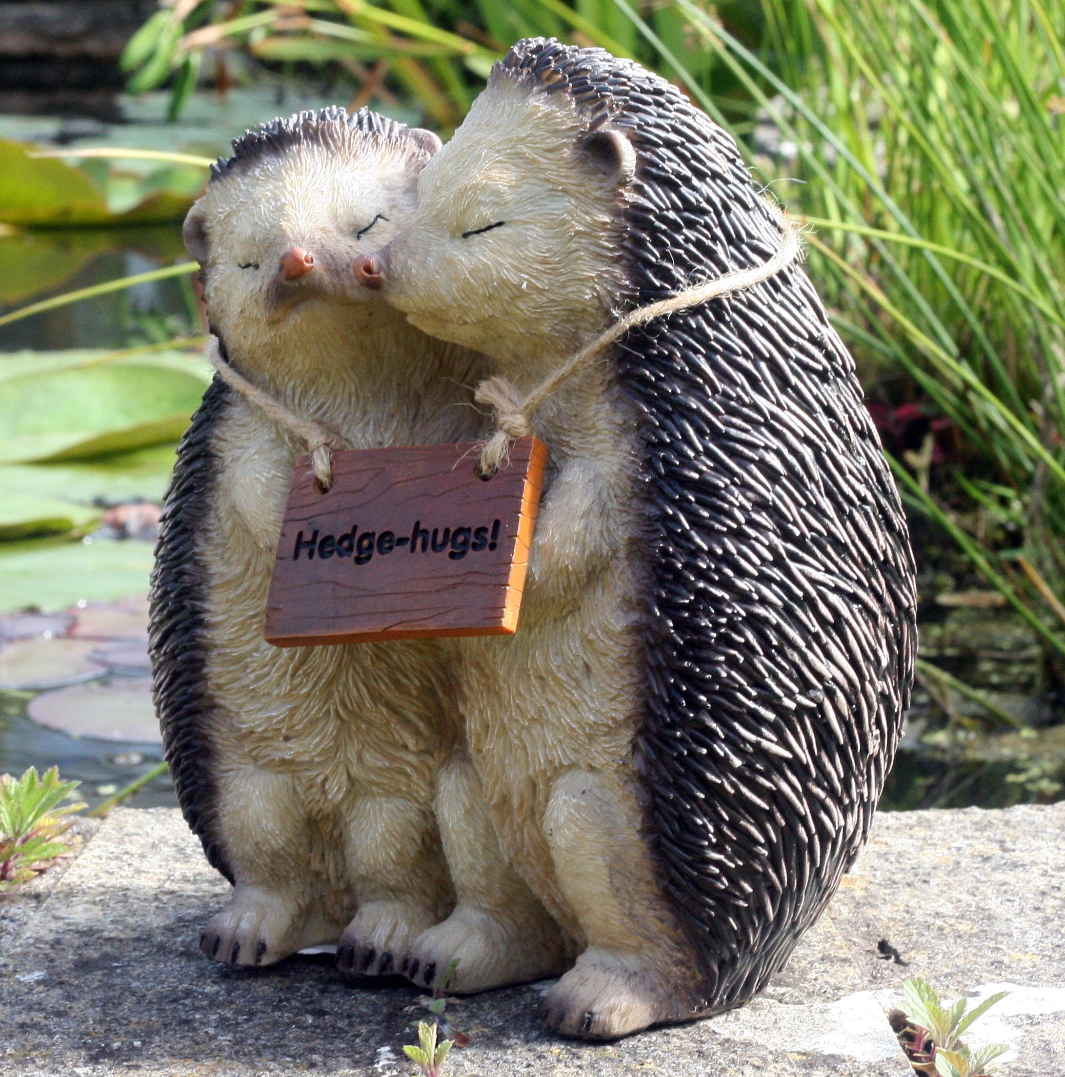 Holly and Harry Hedgehogs 22cm tall, Resin Garden Ornament