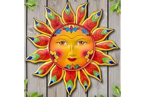 MIRORA Metal Sun Wall Art Decor, Sun Flower Wall Art Hanging Decoration for Living Room, Outdoor Decor for Patio, Garden, Far