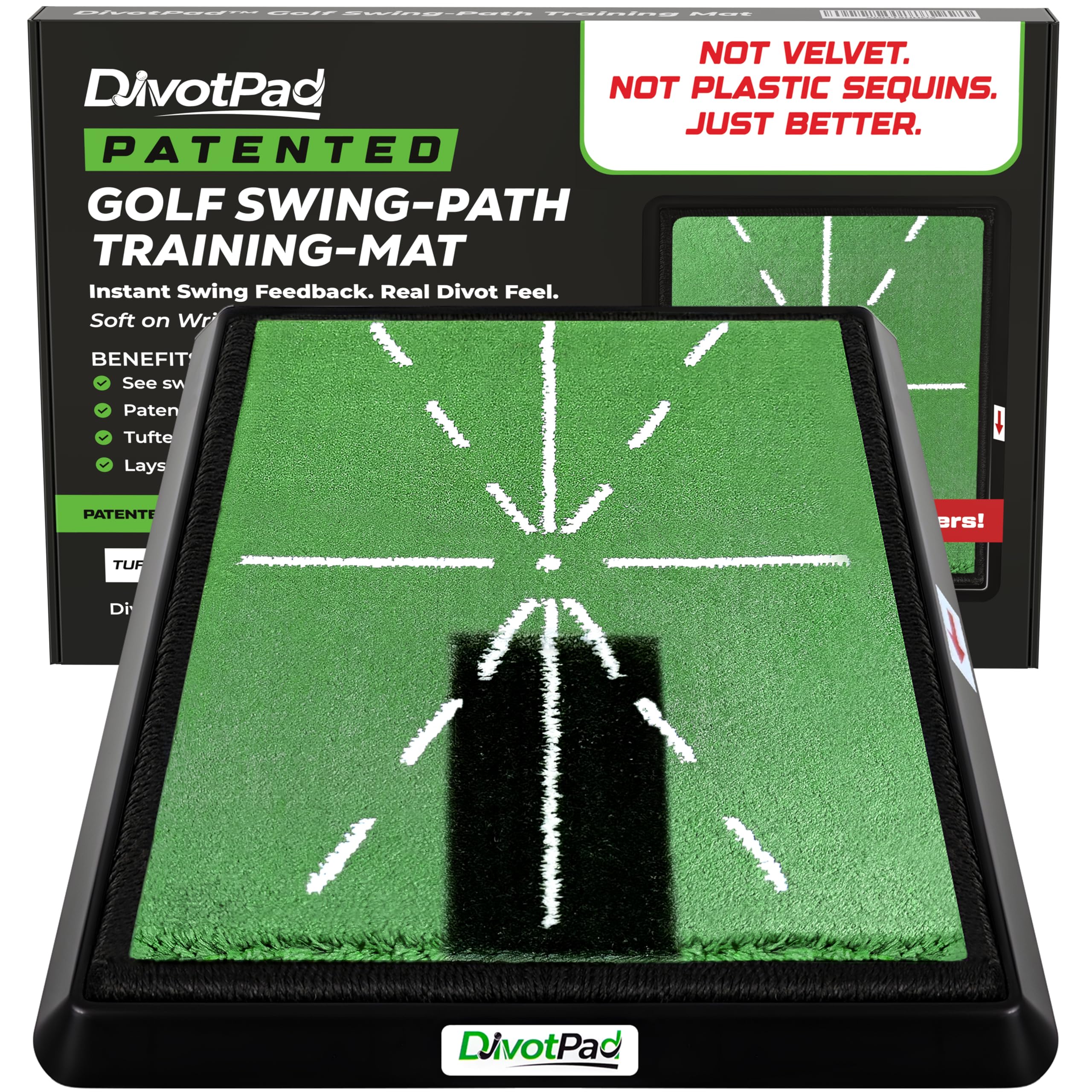 Photo 1 of DivotPad Patented Golf Training Aid, Golf Mats Practice Indoor & Outdoor, Soft Fibre, Real Give, 5 lb, Woven Alignment, Extra Pad, Home Backyard Swing Trainer, Hitting Mat, Accessories Gift Men, Women