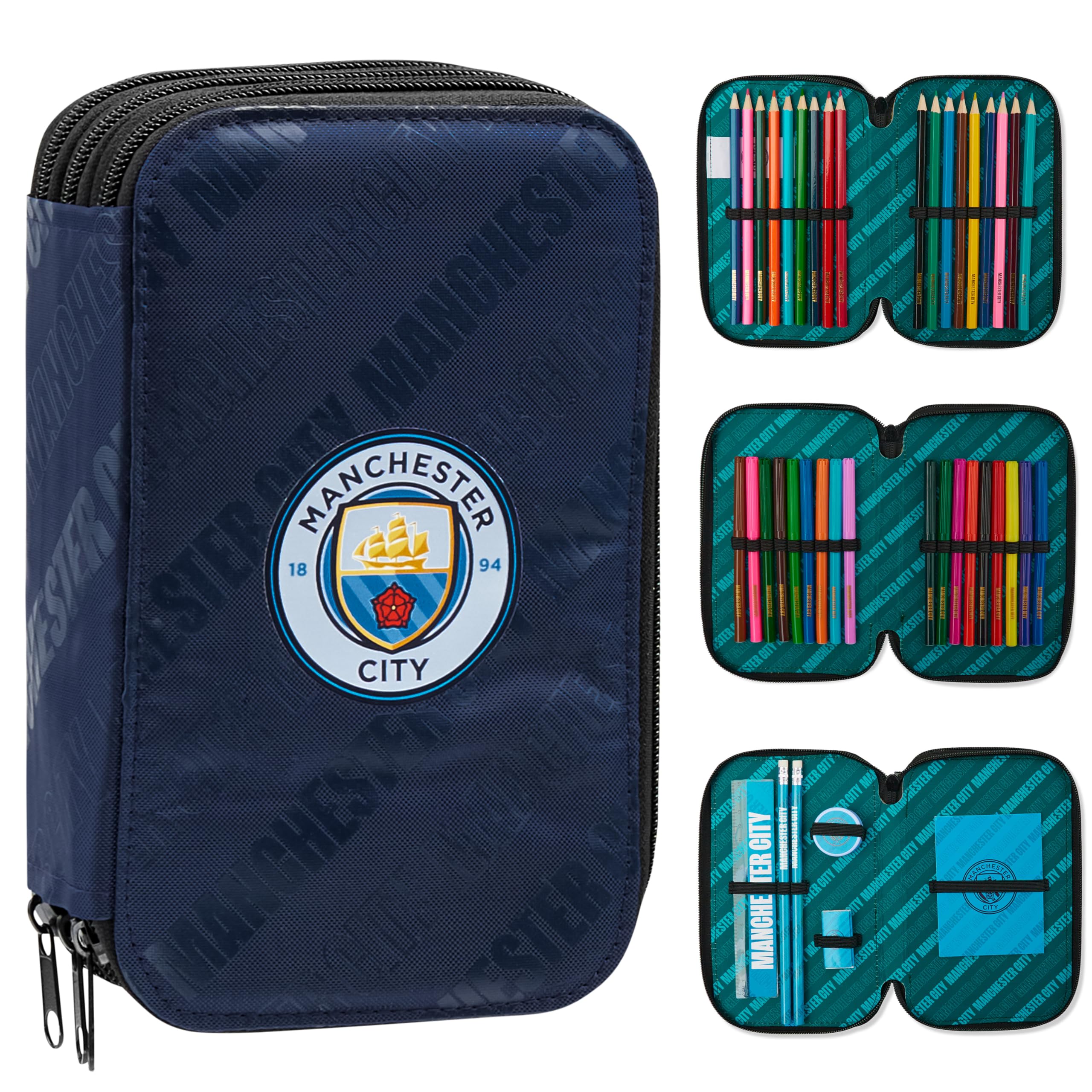 MANCHESTER CITY F.C. Filled Pencil Case Colouring Stationery Set School Supplies
