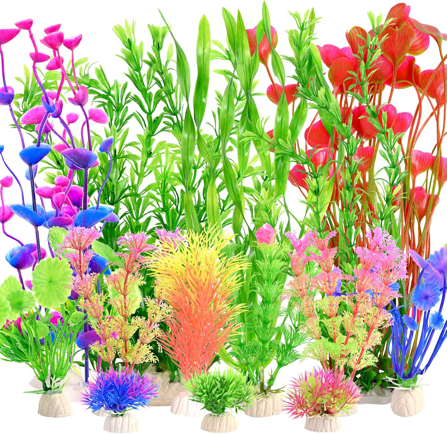 YMHPRIDE 22PCS Plantes en plastique d'aquarium, plantes aquatiques