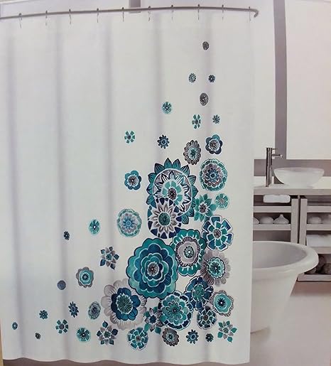 Amazon Com Alex And Zoe Folly Floral Shower Curtain Blue Grey