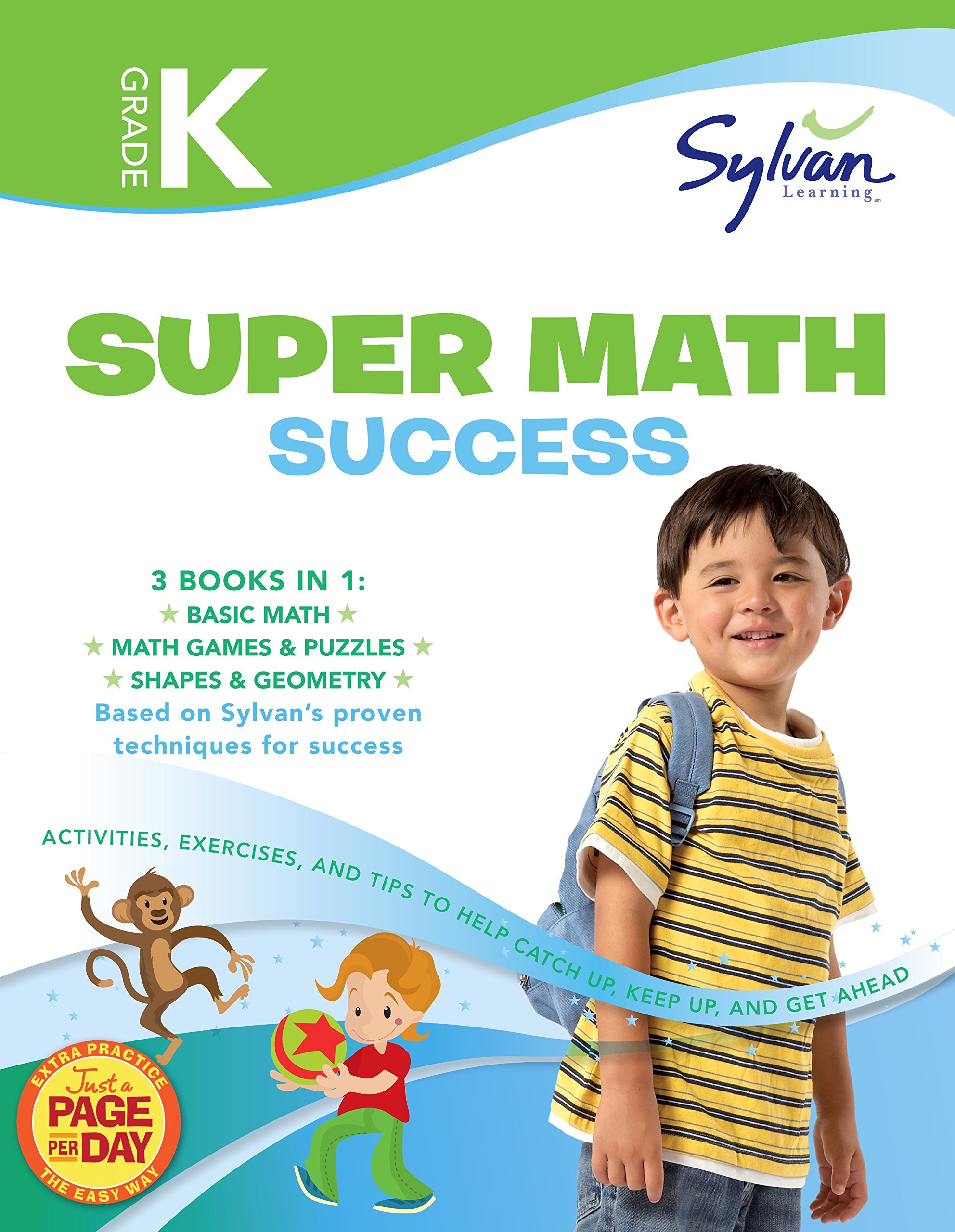 Kindergarten Jumbo Math Success Workbook: 3 Books In 1 --Basic Math, Math Games And Puzzles, Shapes And Geometry; Activities, Exercises, And Tips To ... And Get Ahead (Sylvan Math Jumbo Workbooks): Sylvan