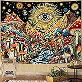 Neasow Hippie Abstract Tapestry, Fantasy Eye Mountain Wall Hanging, Aesthetic Cute Nature Decor for Bedroom Dorm Living Room, 36x48 inches