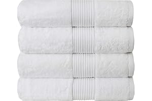 BUMBLE TOWELS Luxury Extra Large Oversized Bath Towels | Hotel Quality Towels | 650 GSM | Soft Combed Cotton Towels for Bathroom | Thick & Fluffy Bath Sheets | White - 4 Pack