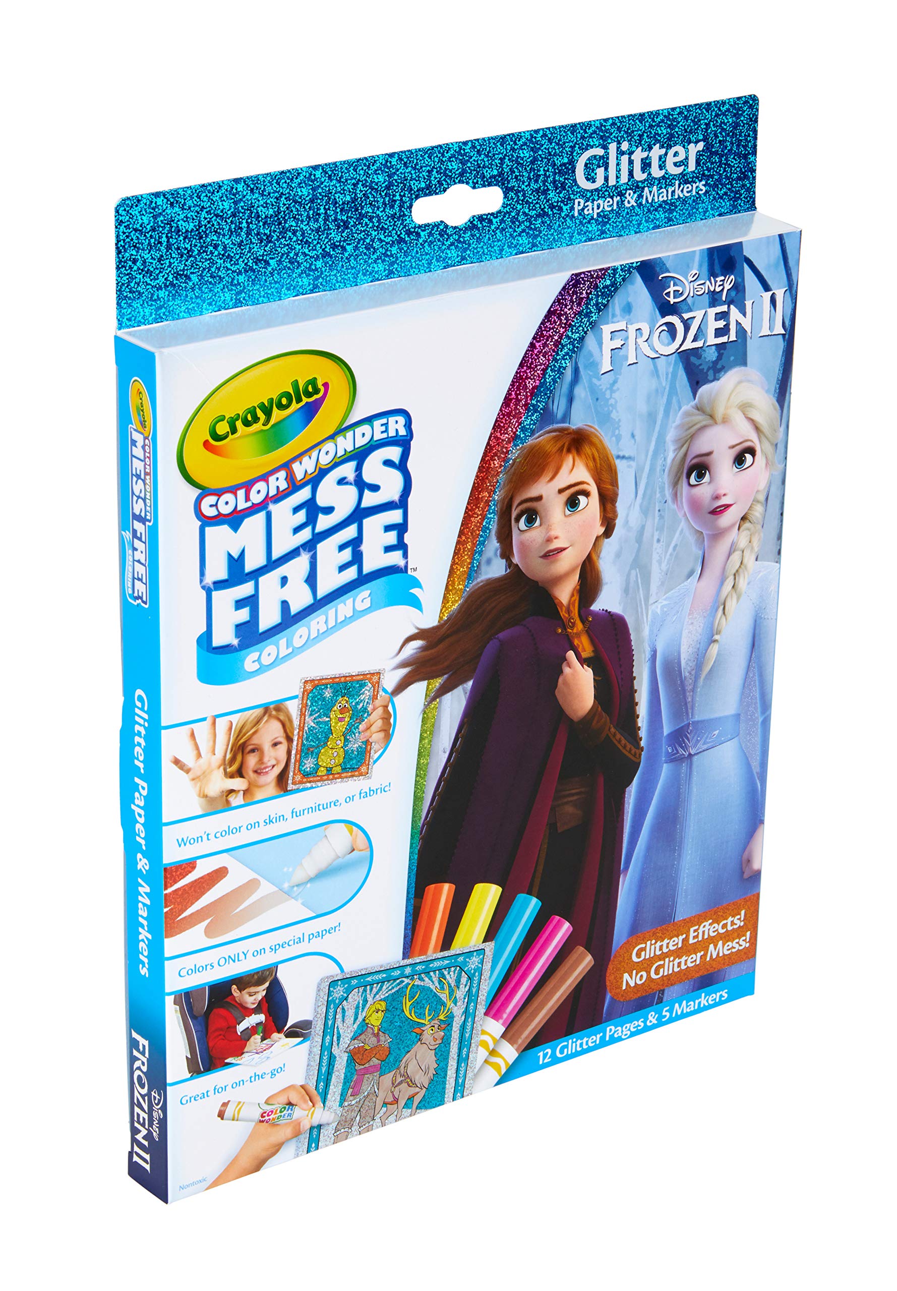 Crayola Frozen 2 Glitter Effects Color Wonder Set, Mess Free Coloring, Gift for Kids, 3, 4, 5, 6