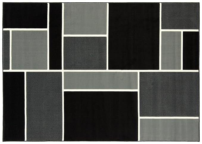 Universol Debonsol Tapis Salon Geometrique Noir Et Gris
