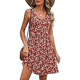 ANRABESS Dresses for Women Beach Vacation Clothes V Neck Sleeveless Loose Flowy A-Line Dress Summer Casual Short Sundress