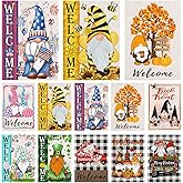 XIFAN Gnome Seasonal Garden Flag Set of 10, Heavy Duty Burlap Double Sided Welcome Yard Flags, Small 12.5 x 18 Inch for Spring, St. Patrick's Day, All Seasons, Holiday Outdoor Farmhouse Decoration