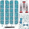 12100Pcs Resin Rhinestones for Crafting with 3Pcs 10ml B7000 Jewelry Glue, 2 Boxes Flatback Crystals Diomand (Indicolite) for Bedazzling Crafts DIY Nail Art Makeup，Non Hotfix Gems for Clothing Shoes