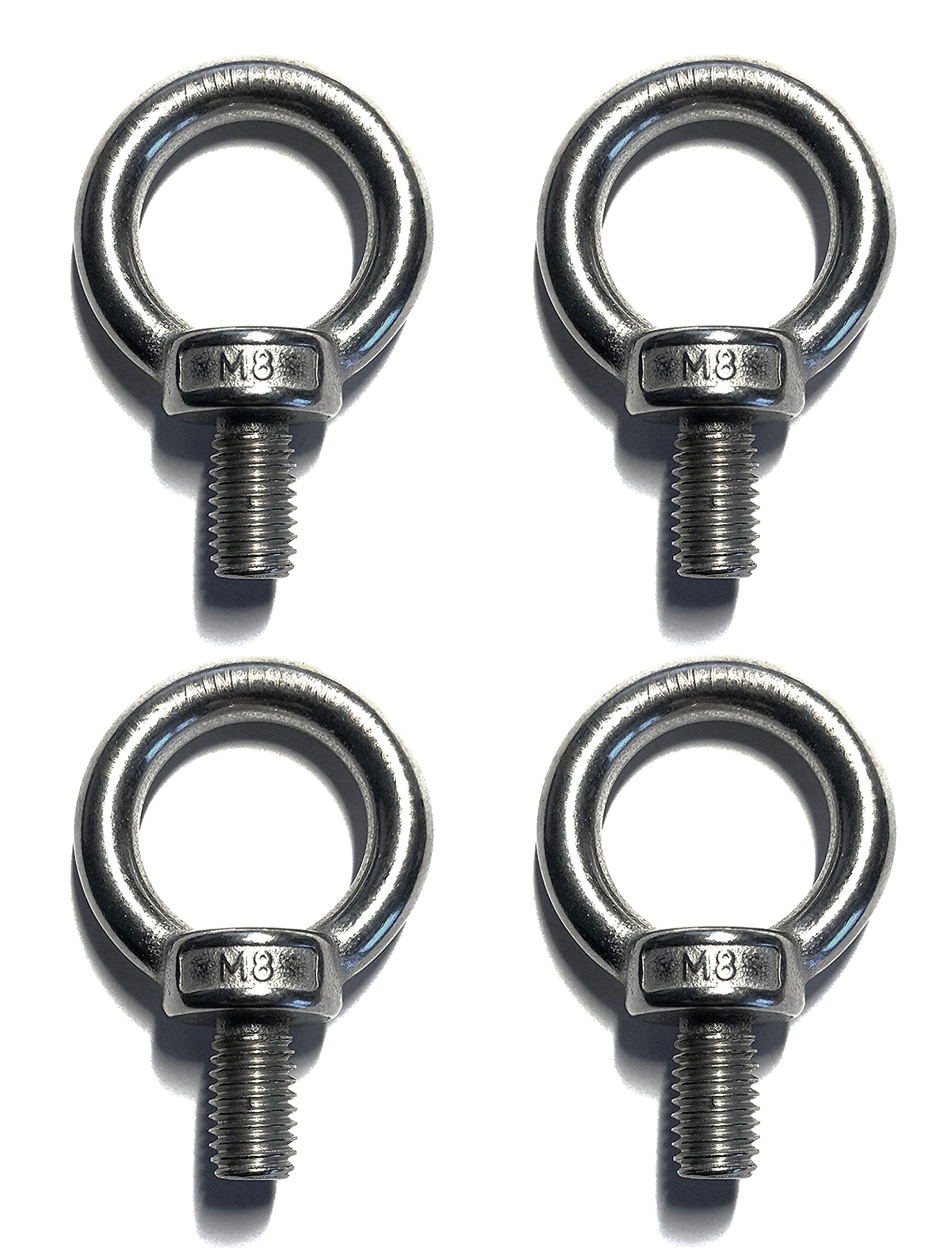 4 Pieces Stainless Steel 316 Lifting Eye Bolt 8mm M8 Marine Grade