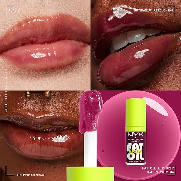 NYX PROFESSIONAL MAKEUP FAT OIL LIP DRIP, MOISTURIZING LIP OIL GLOSS, VEGAN TINTED FORMULA, UP TO 12 HR HYDRATION – THAT’S CHIC (DEEP BERRY)