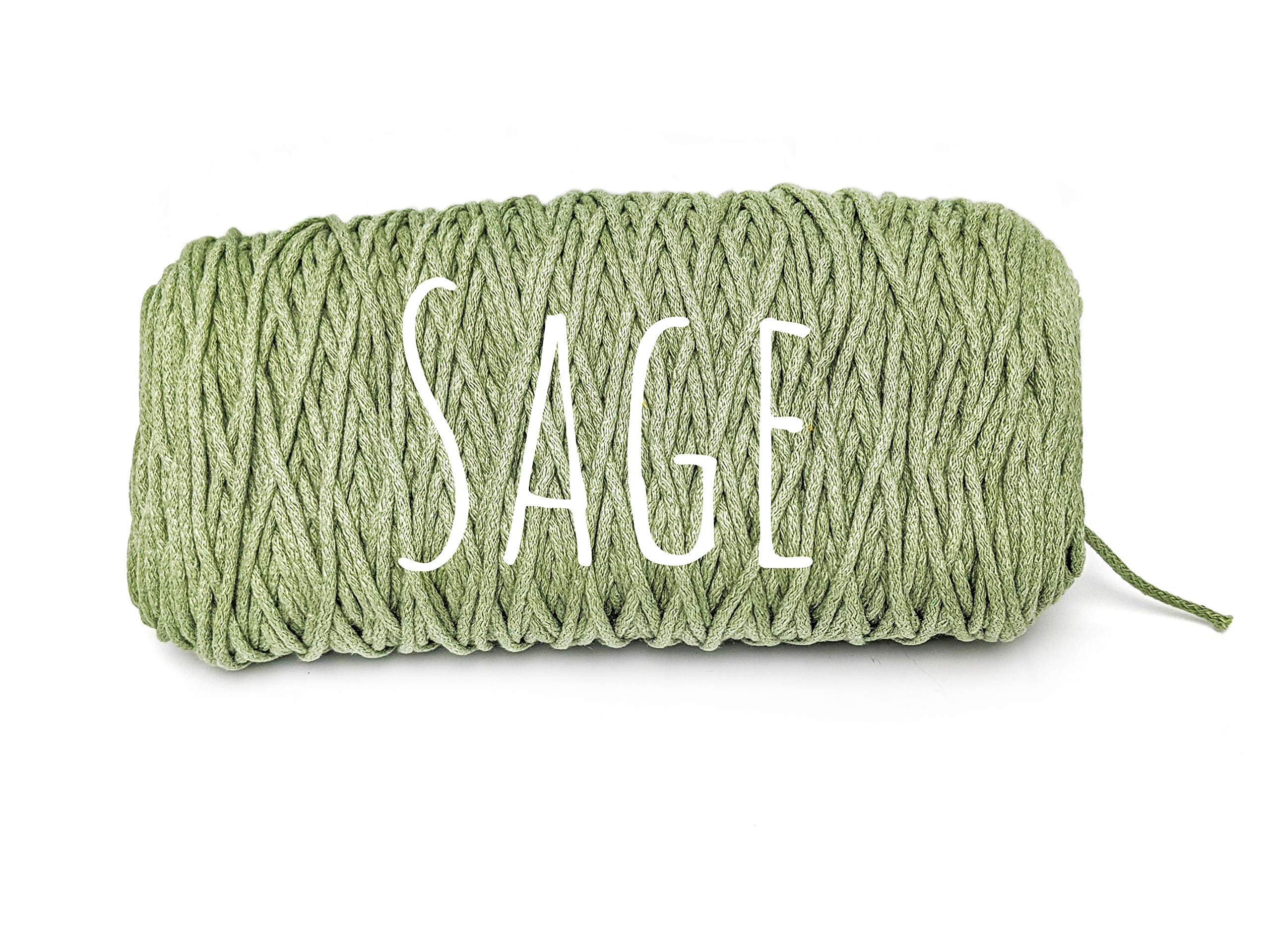 Cotton Cord Yarn Rope 3mm - Sage - 100meters (109.36yards) for Crochet Knitting Macrame Weaving and DIY Projects - Colorful Passions