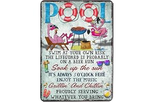 V Vibepy All Over Printed, Pool Rules Metal Sign 12x16 Inches Pool Sign, Funny Rules Sign, Pool Metal Sign, Pool Decorations, Poolside Metal Sign, Outdoor Metal Sign (Pool Sign)