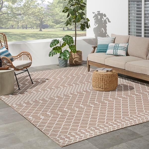NOURISON HOME POSITANO BEIGE 8′ X 10′ AREA RUG – EASY CLEAN, NON SHEDDING, BED ROOM, LIVING ROOM, DINING ROOM, KITCHEN (8′ X 10′)