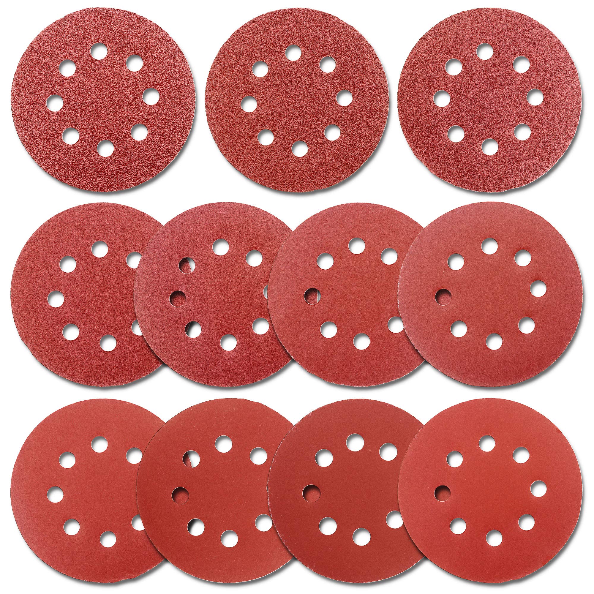 110 PCS Hook and Loop Sanding Discs 5-Inch for Orbital Sander, Assorted Sandpaper 40-1000 Grits, for Automotive Wood Sanding
