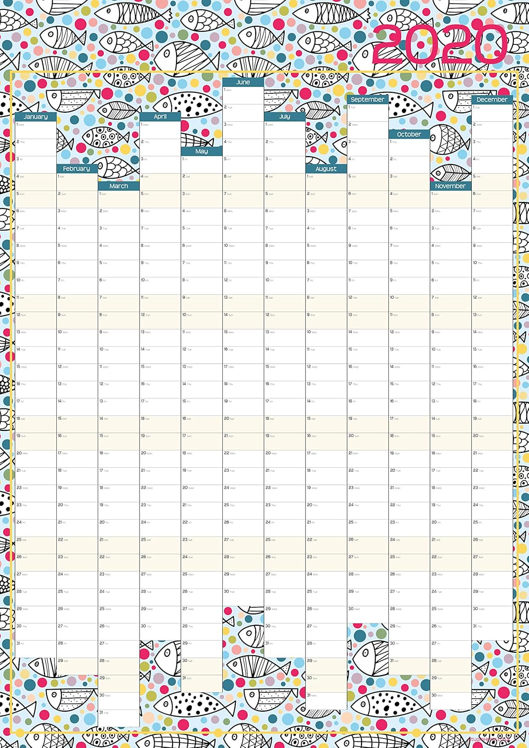 A2 Home Office Wall Chart. Year Planner 2020 Wall Calendar Spectrum
