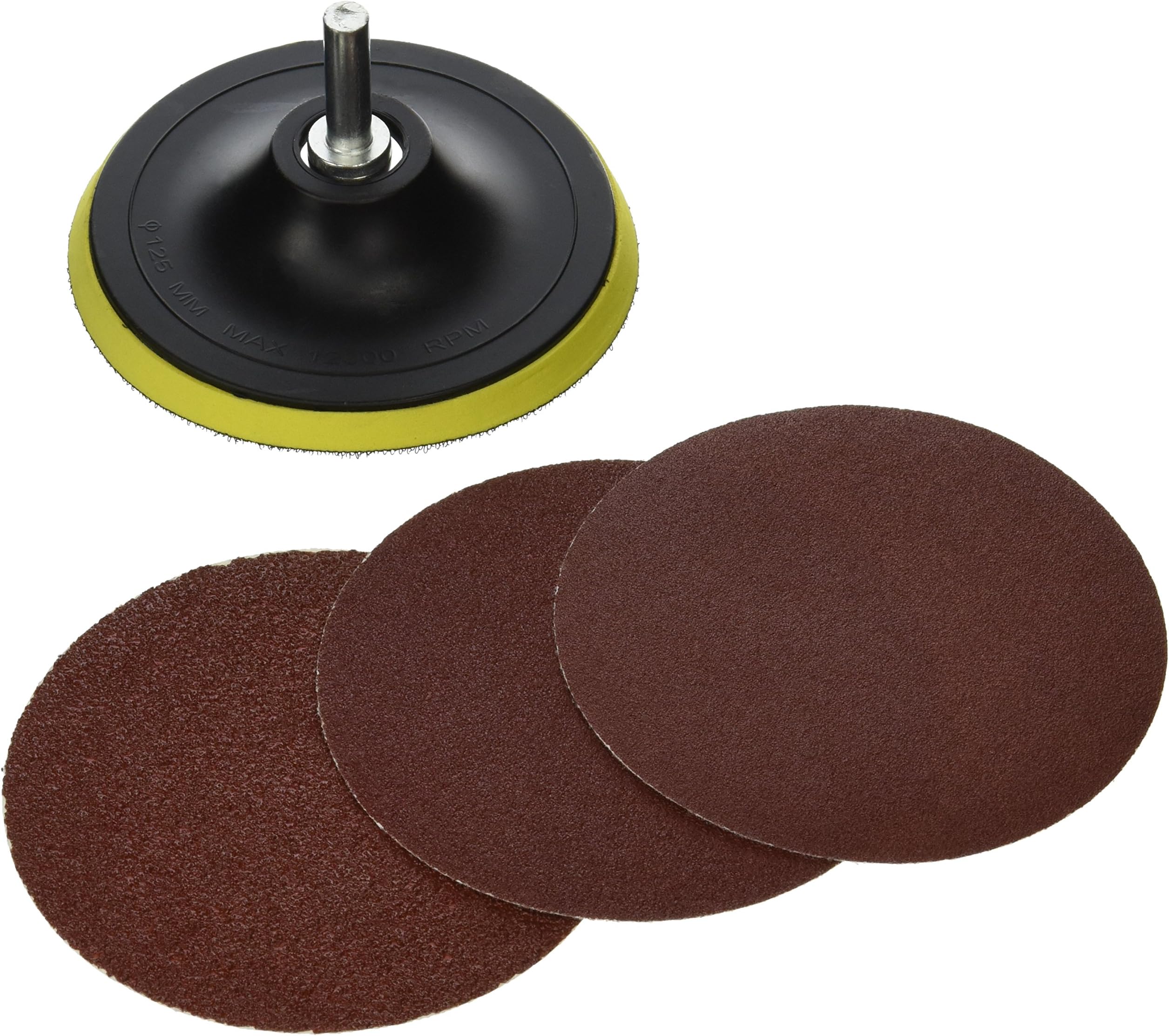 QuickSander Hook & Loop Mount Drill Pad with 5 inch Sanding Discs: 40, 80 & 120 Grit for Sanding on Paint, Wood, Metal & Many Other Surfaces