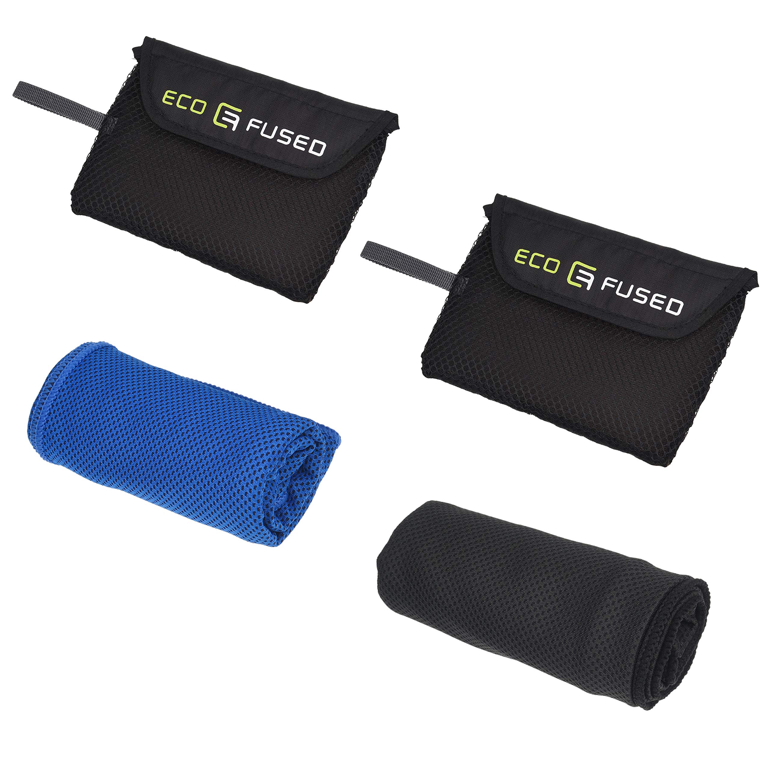 ECO-FUSED Cooling Towel - 2 Pack - Absorbent Compact Cooling Towel for Indoor and Outdoor Activities - Gym Workout, Yoga, Running, Climbing, Fishing, Gardening - Includes a Mesh Pocket