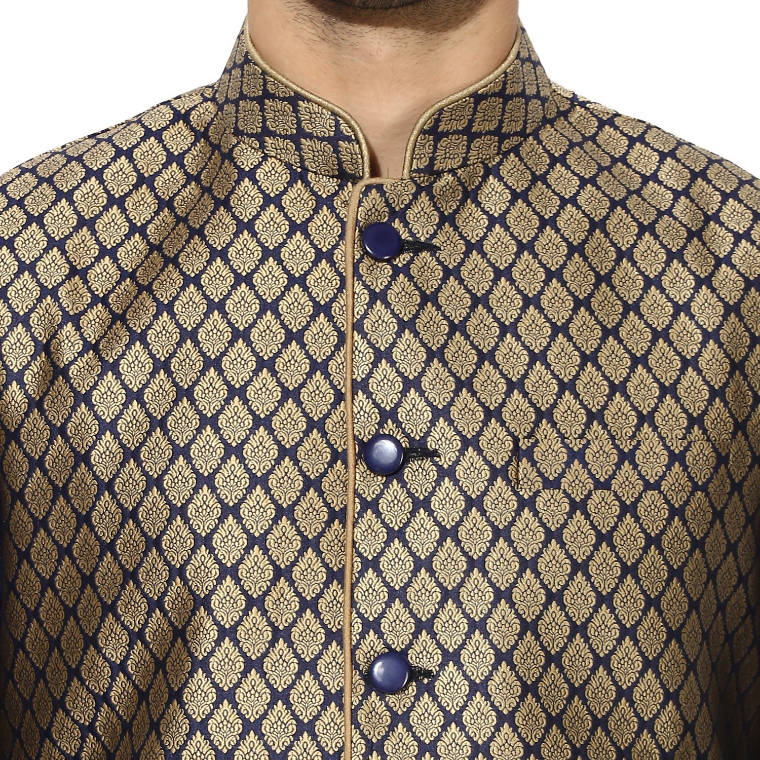 kisah benarasi jaquard cotton silkself designwaistcoat for men's