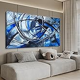 Abstract Wall Art Decor Wall Art Pictures for Living Room Abstract Canvas Art Wall Decor Modern Blue Wall Art Prints Artwork for Walls Black and White Wall Art Decorations Home Office Decor 20" X 40"