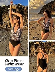 AI'MAGE Women One Piece Swimsuit Sexy V Neck
