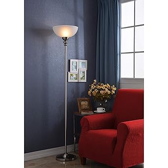 Led Torchiere Floor Lamp 72 Glass Reading Light Shade Standing