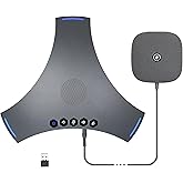 PolaTab Conference Speaker and Microphone, Bluetooth/USB/Dongle Speakerphone w/ 3+1 Mics, 360° Enhanced Voice Pickup, Noise Reduce, Daisy Chain Compatibility for Large and All Conference Rooms