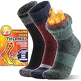 3 Pairs Thermal Warm Socks for Men & Women Thick Winter Extra Warm Insulated Boot Ski Socks for Cold Weather