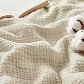 Bedsure 100% Cotton Muslin Blanket Queen Size for Bed, 4-Layer, Linen Beige | Lightweight, Breathable Gauze Blankets for Adults, Soft Thin Bedspread Coverlet for Bed, All-Season Use, Gifts, 90"x90"