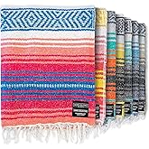Benevolence LA Authentic Handwoven Mexican Blanket | Yoga Blankets, Outdoor, Picnic, Beach, Camping | Equestrian Saddle | Serape 50x70 inches - Coral, Pack of 1