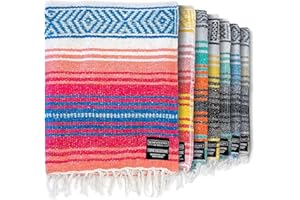 Benevolence LA Authentic Handwoven Mexican Blanket | Yoga Blankets, Outdoor, Picnic, Beach, Camping | Equestrian Saddle | Serape 50x70 inches - Coral, Pack of 1