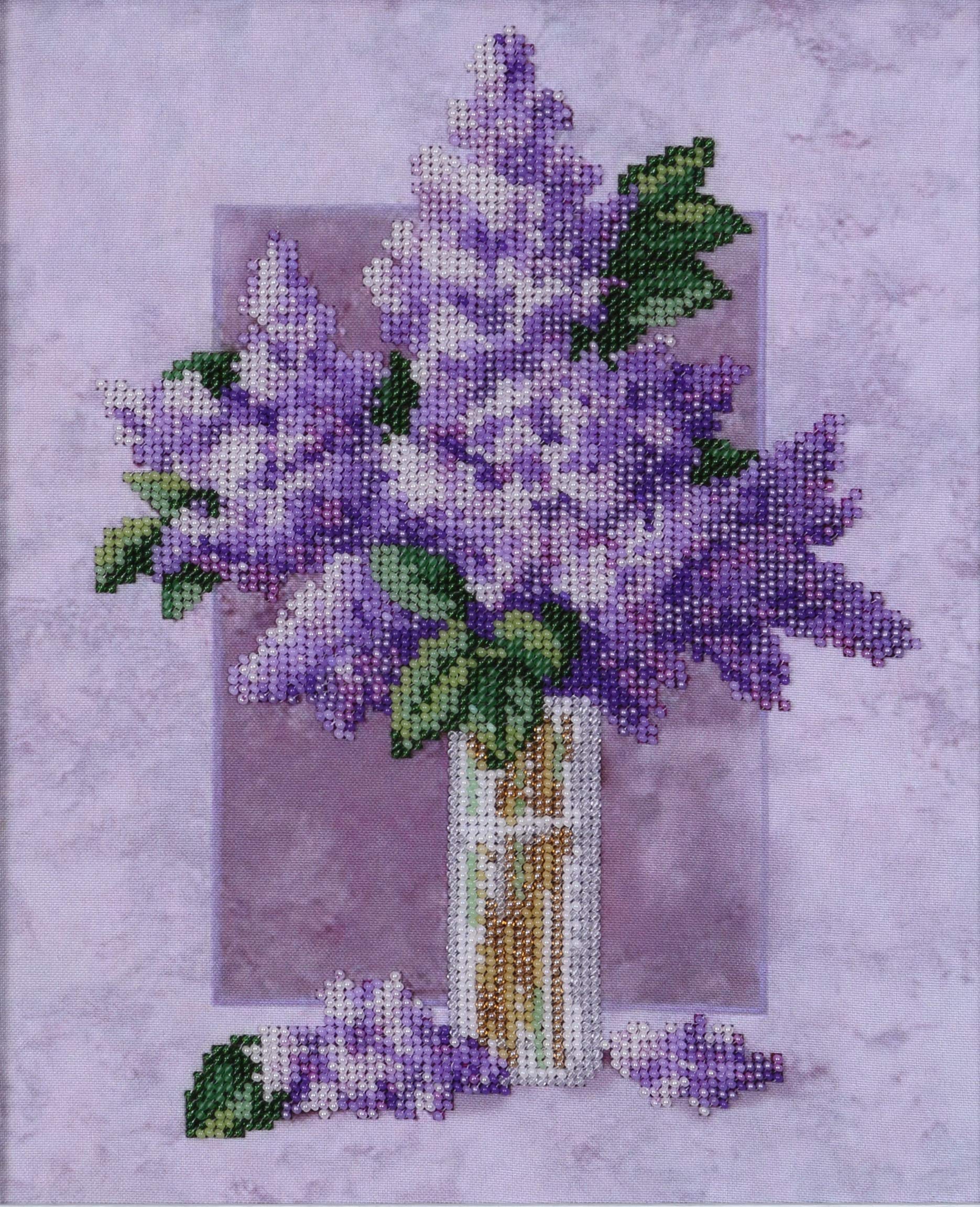 "Lilac" Beads Embroidery kit; Contemporary Embroidery; Gift idea; Needlepoint Design; Decor; Seed Beads Preciosa;