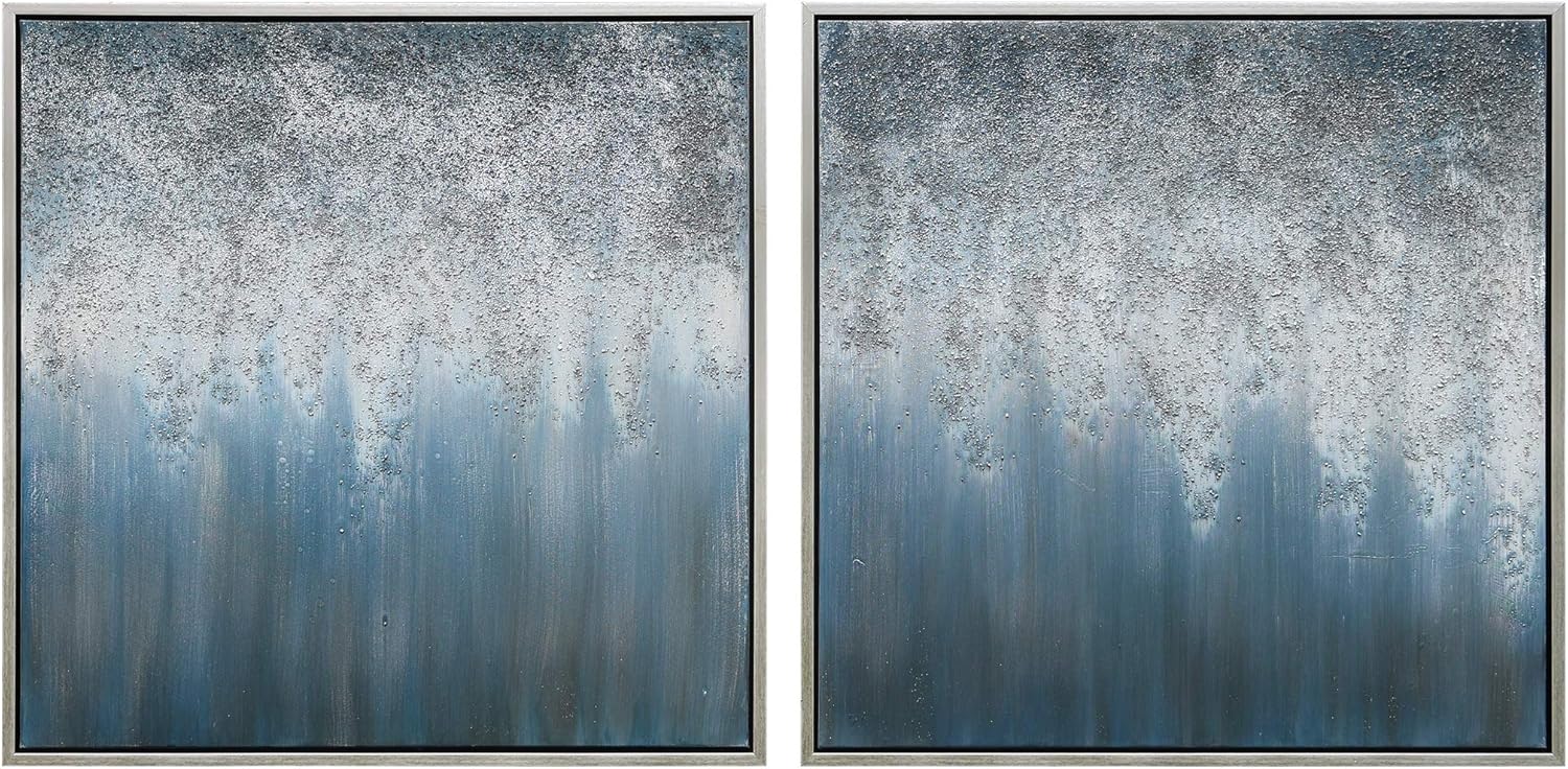 Paintings - Empire Art Direct Abstract Wall Art Textured Hand Painted Canvas by Martin Edwards, Diptych, 36