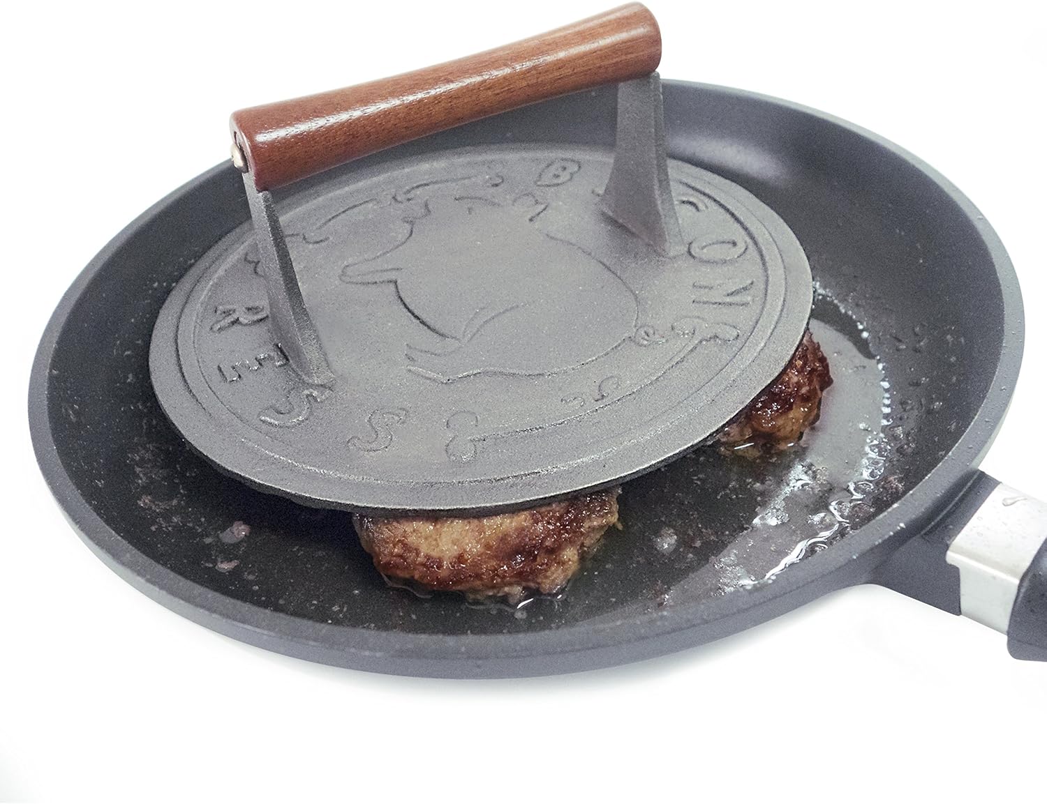 Norpro 1401 8.75-Inch Round Cast Iron Grill Press, Black, Silver, 9in/23cm - Image 5