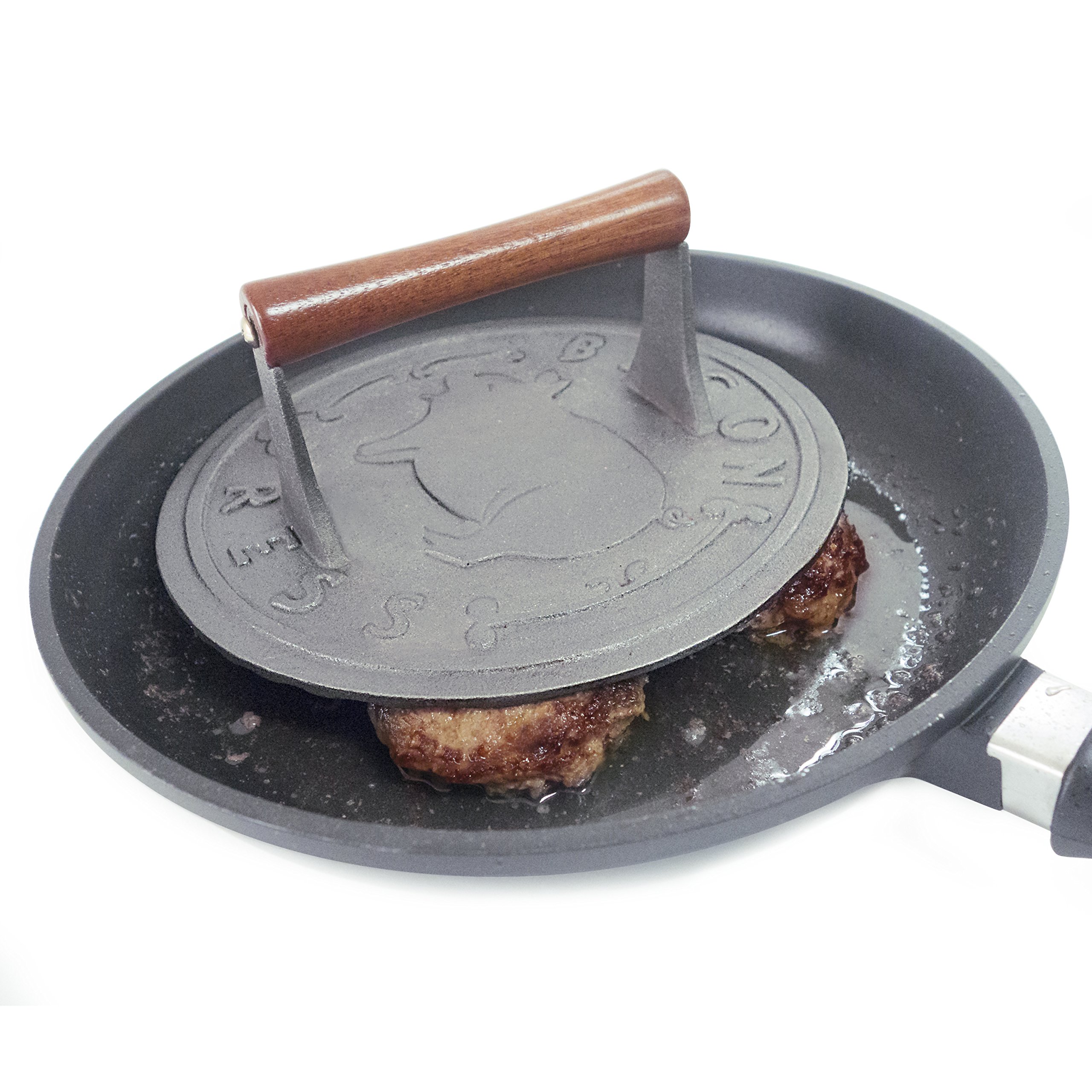 Norpro 8.75Inch Cast Iron Bacon Press with Wood Handle, Round Buy