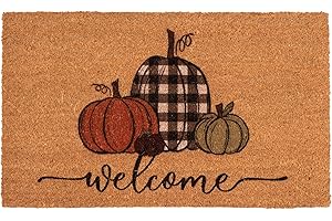 WOIQEUWR Fall Coir Door Mat Welcome Pumpkin Doormats Natural Coir Mats Non Slip Front Door Rugs for Thanksgiving Decorative Entrance Porch Outdoors 17.7 x 29.5 Inch (Pumpkins Welcome)