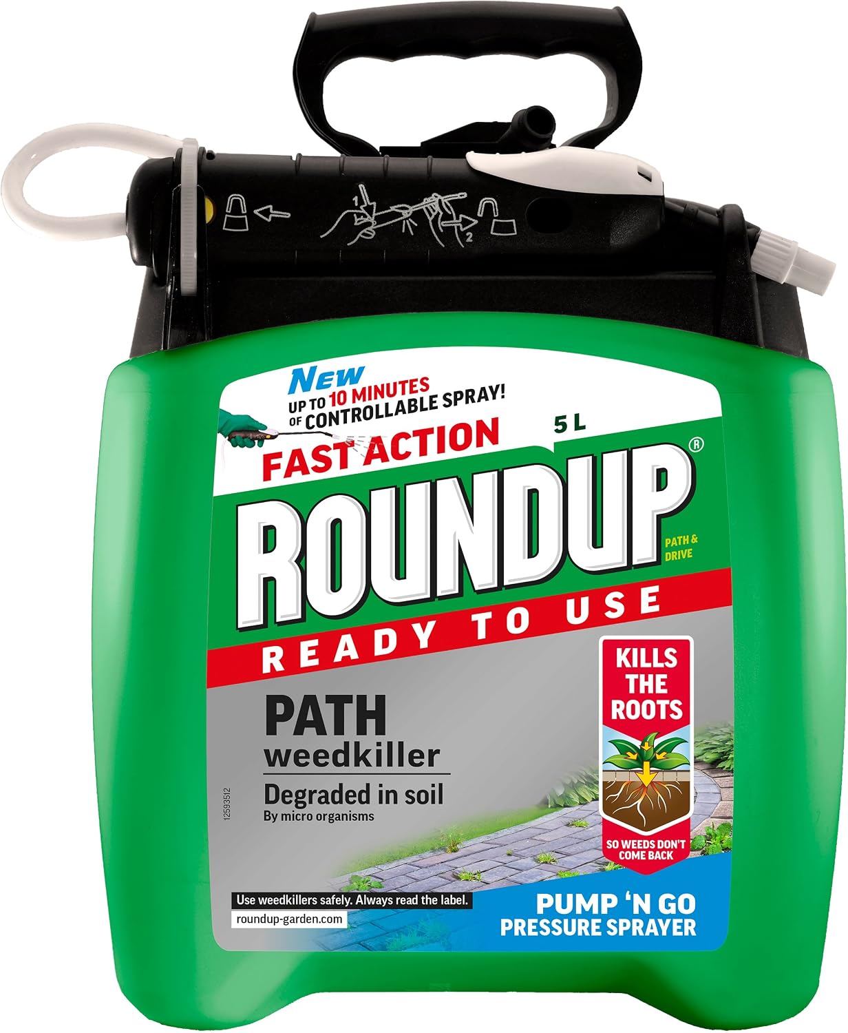 Roundup 119410 Path Weedkiller 5 Litre Pump 'N Go Refill, Ready to Use, Green