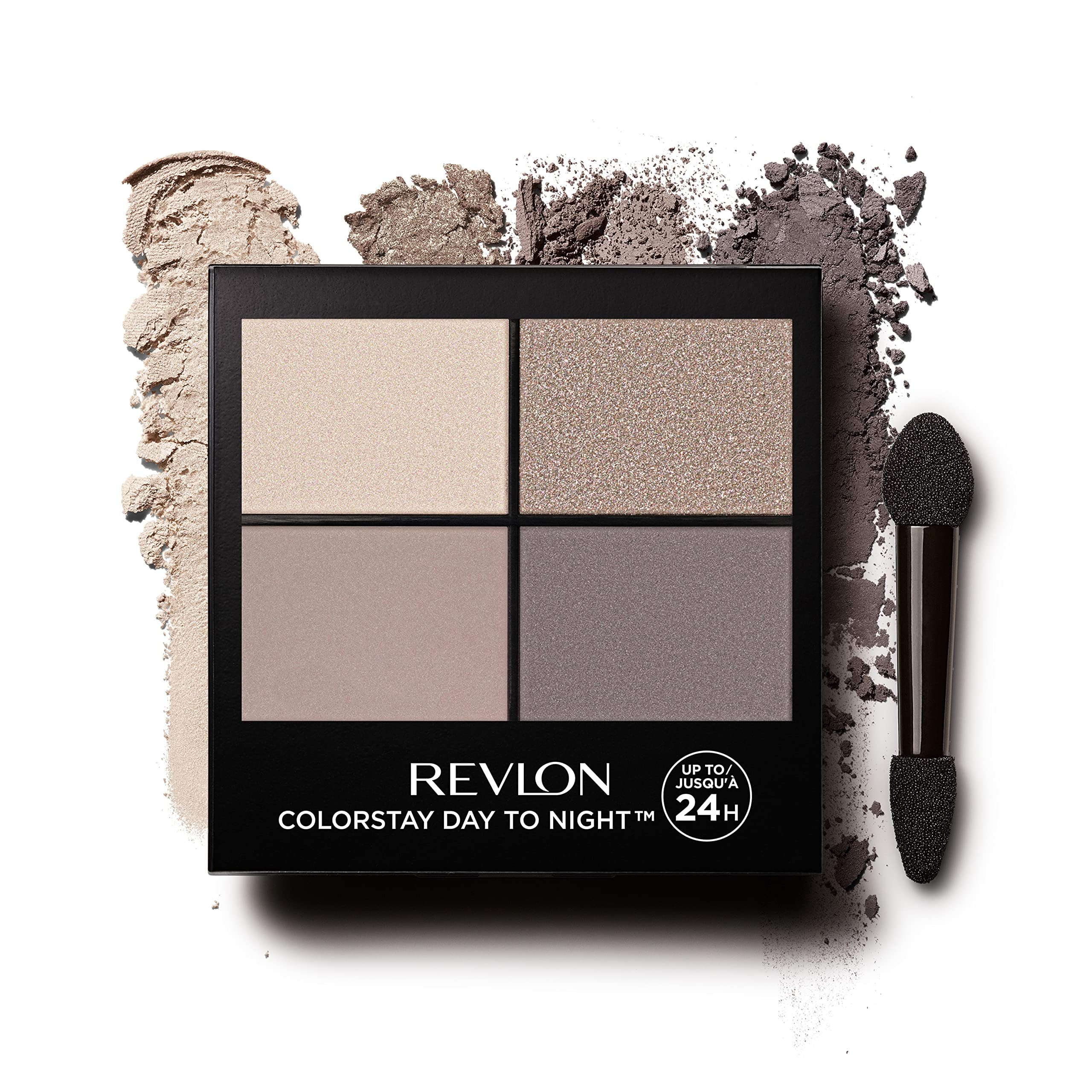 Revlon ColorStay Day to Night 24 Hour Eyeshadow Quad with Dual-Ended Applicator Brush, Longwear, Intense Color Smooth Eye Makeup for Day & Night, Matte & Shimmer Finish, Stunning (570) Unisex