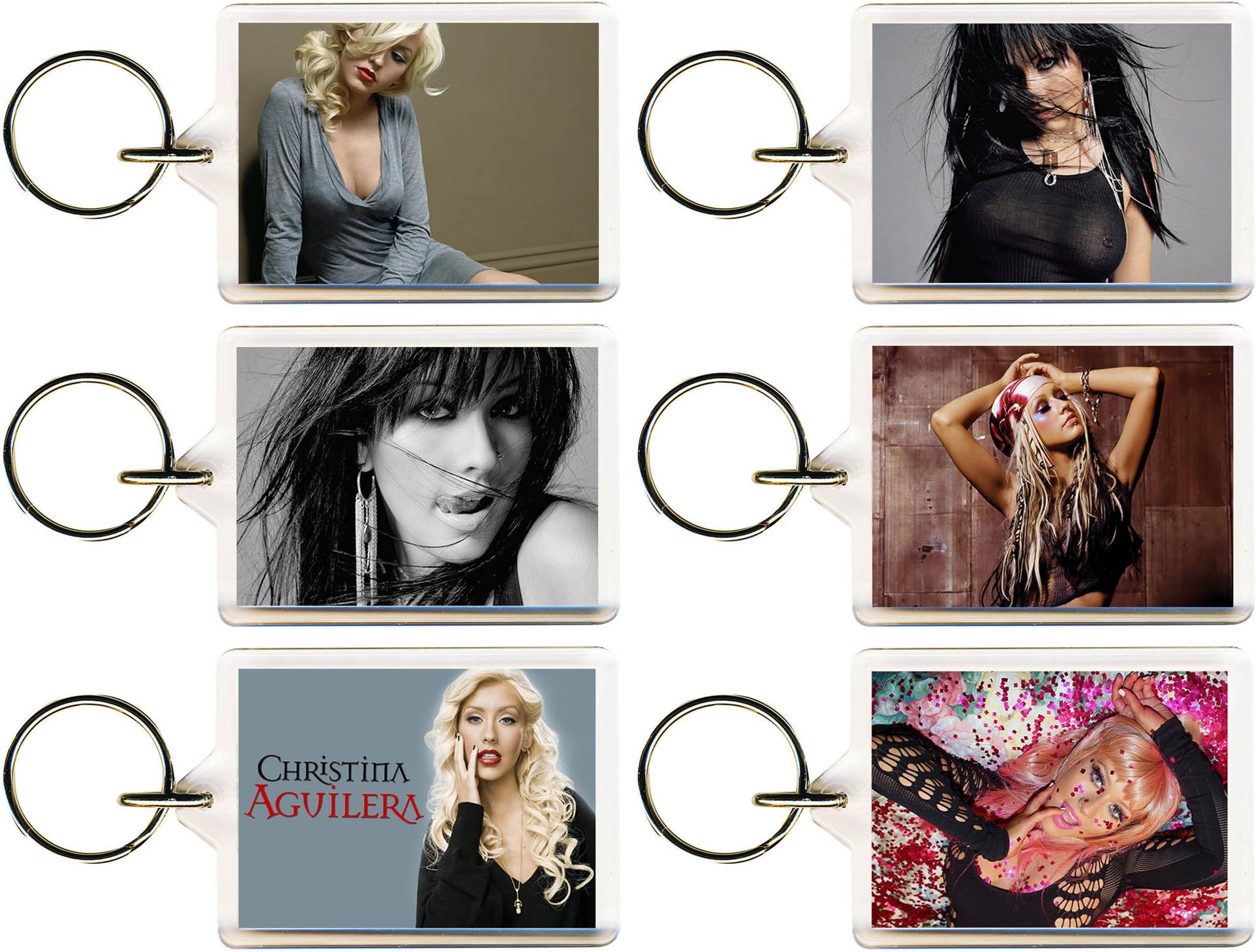 S8keMedia Christina Aguilera Set of 6 Keyring 50mm x 35mm