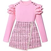 Tomolant Girls Clothes Skirt Set Fall Winter Long Sleeve Ruffle Top And Plaid Skirt Girls Clothing Set 2 Piece Outfit