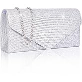 Larcenciel Clutch Purses for Women, Sparkly Sequin Envelope Clutch Evening Bag w/Chain, Elegant Party Prom Dress Bride Purse