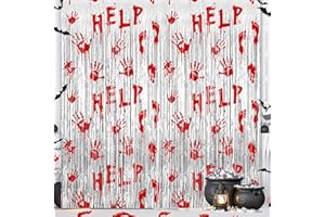 MOSOAN Halloween Party Decorations Scary Bloody Halloween Photo Backdrop Streamers, 2 Pack 3.3 x 6.6 FT Zombie Vampire Halloween Party Decor Foil Fringe Curtain Halloween Backdrops for Parties Indoor Outdoor