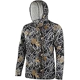 FISHEAL UPF 50+ Men's Hunting Camo Hoodie, Long Sleeve Sun Protection Fishing Shirt, Lightweight Quick Dry Pullover Outdoors